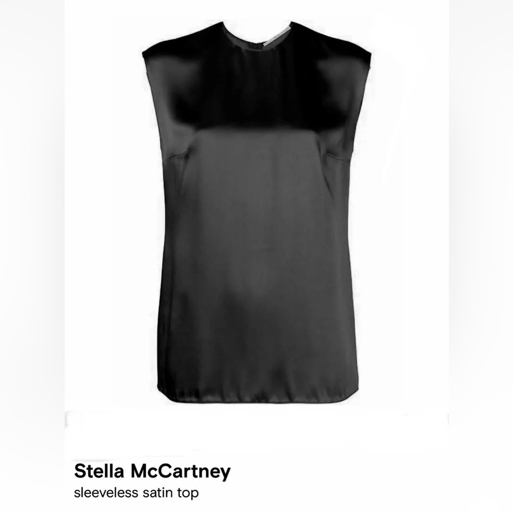 Stella McCartney NWT $725 Satin Crewneck Sleeveless Top 36 black